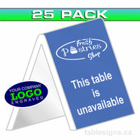 Custom 4" x 6" Engraved Tent Sign (25 Pack)  www.tablesigns.ca