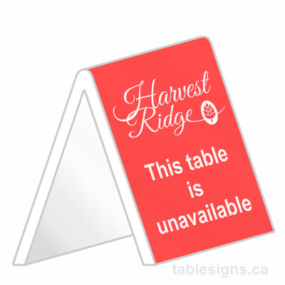 Custom 4" x 6" Engraved Tent Sign (10 Pack)  www.tablesigns.ca