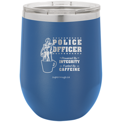 Police Officer Powered By Integrity And Caffeine -Wine glass