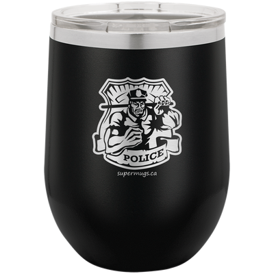 Police Muscle Crest Graphic -Wine glass