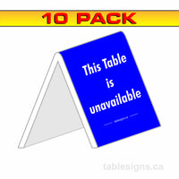 Stock 3" x 3" Engraved Tent Sign (10 Pack)  www.tablesigns.ca