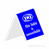 Custom 3" x 3" Engraved Tent Sign (25 Pack)  www.tablesigns.ca