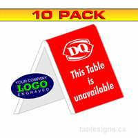 Custom 3" x 3" Engraved Tent Sign (10 Pack)  www.tablesigns.ca