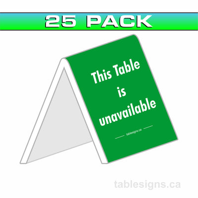 Stock 3" x 3" Engraved Tent Sign (25 Pack)  www.tablesigns.ca