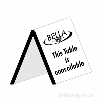 Custom 3" x 3" Engraved Tent Sign (25 Pack)  www.tablesigns.ca
