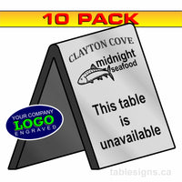 Custom 4" x 6" Engraved Tent Sign (10 Pack) www.tablesigns.ca