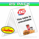 Custom 4" x 6" Full Color Tent Sign (25 Pack)  www.tablesigns.ca