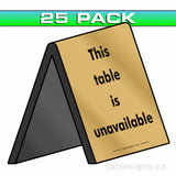 Stock 4" x 6" Engraved Tent Sign (25 Pack)  www.tablesigns.ca