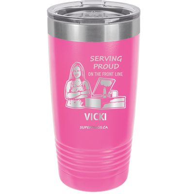 Standing Proud On The Front Lines Female Cashier - tumbler