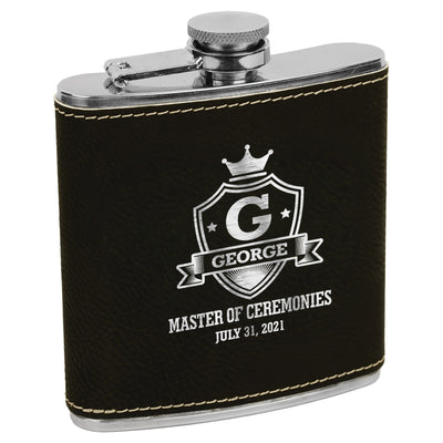 Coat Of Distinction Premium Black Leatherette Flask