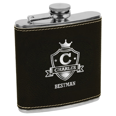 Coat Of Distinction Premium Black Leatherette Flask