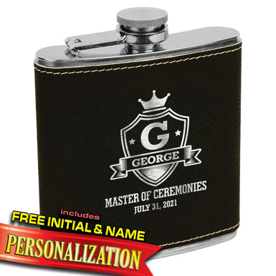 Coat Of Distinction Premium Black Leatherette Flask