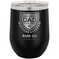 Best Dad In The World Crest Father's Day Graphic Wine Glass
