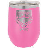 Best Dad In The World Crest Father's Day Graphic Wine Glass